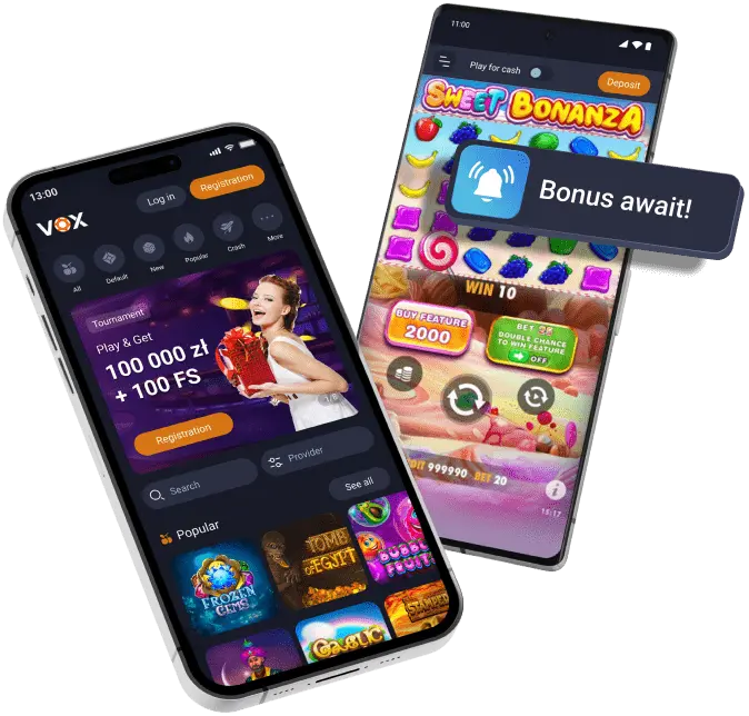 Podgląd aplikacji VOX Casino na smartfonie